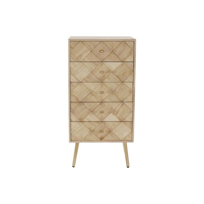 Cajonera DKD Home Decor   Marrón claro Metal Pino Madera de Paulonia Natural Moderno 45 x 35 x 93 cm 2