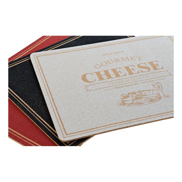 Mantel Individual DKD Home Decor Cheese Blanco Negro Rojo Corcho (3 pcs) (40 x 30 x 0.5 cm) 2