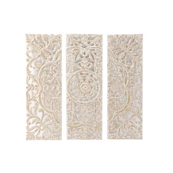 Decoracion Pared Romantico DKD Home Decor Blanco 2 x 90 x 90 cm Set de 3