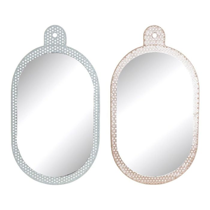 Espejo de pared DKD Home Decor Blanco Rosa Metal Cristal 22 x 1,5 x 40 cm (2 Unidades)