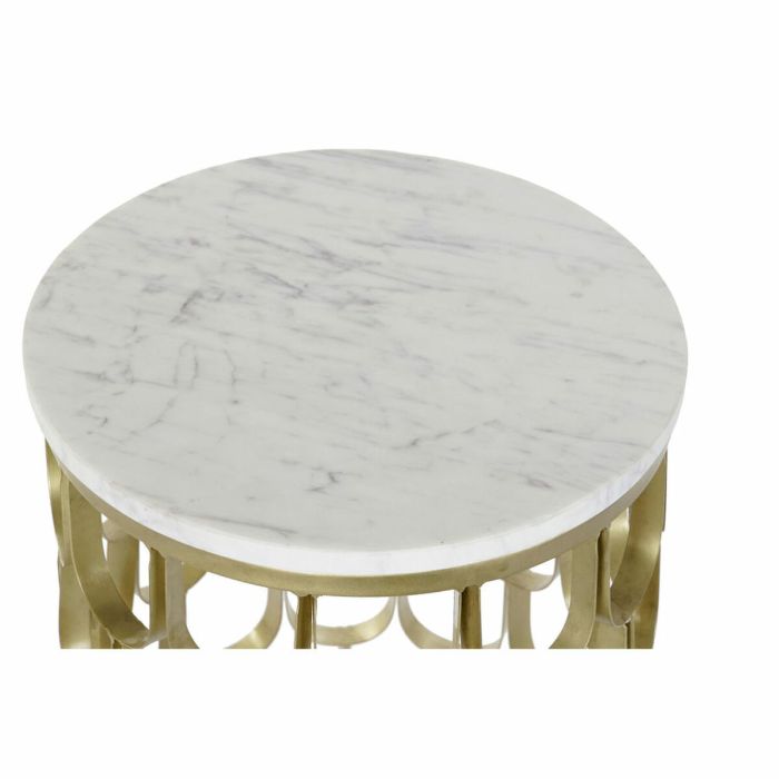 Mesa auxiliar DKD Home Decor 30,5 x 30,5 x 50 cm Dorado Blanco Plástico Mármol Hierro 3