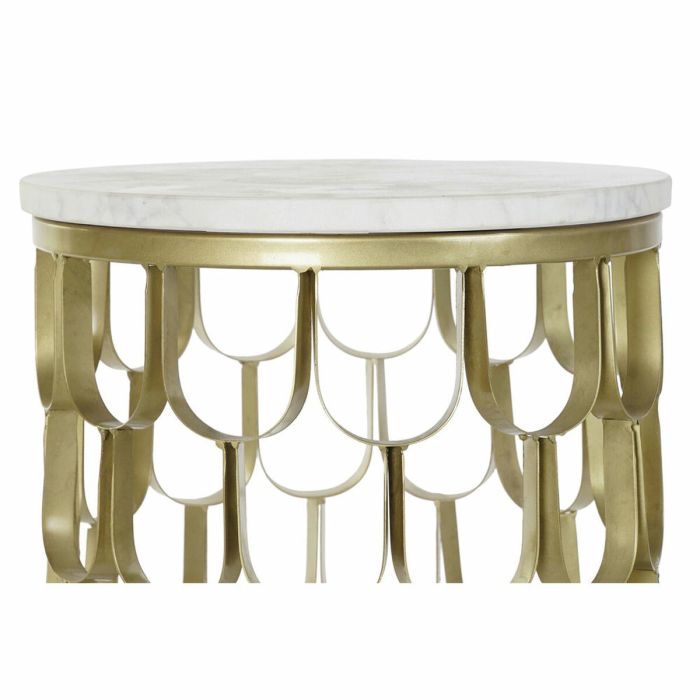 Mesa auxiliar DKD Home Decor 30,5 x 30,5 x 50 cm Dorado Blanco Plástico Mármol Hierro 2