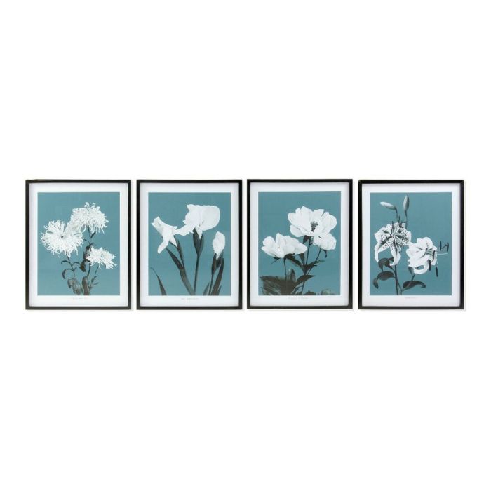 Cuadro DKD Home Decor Flowers 55 x 2,5 x 70 cm Flores Moderno (4 Piezas)