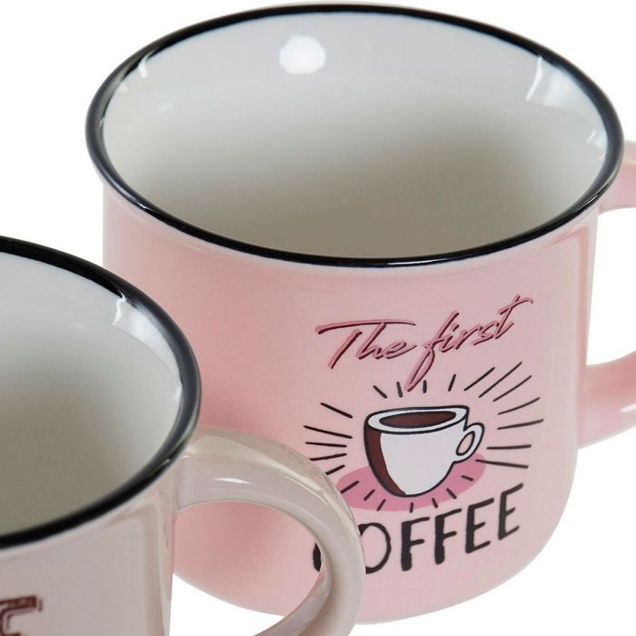 Taza Mug DKD Home Decor Coffee Porcelana Bone China (180 ml) (4 pcs) 1