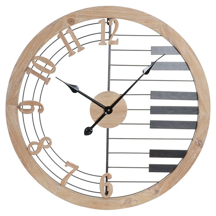 Reloj de Pared DKD Home Decor Negro Hierro Madera MDF (60 x 4 x 60 cm)