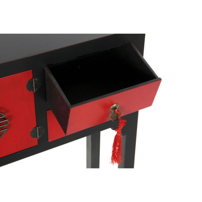 Consola DKD Home Decor Abeto Rojo Negro MDF Oriental (63 x 27 x 83 cm) 3