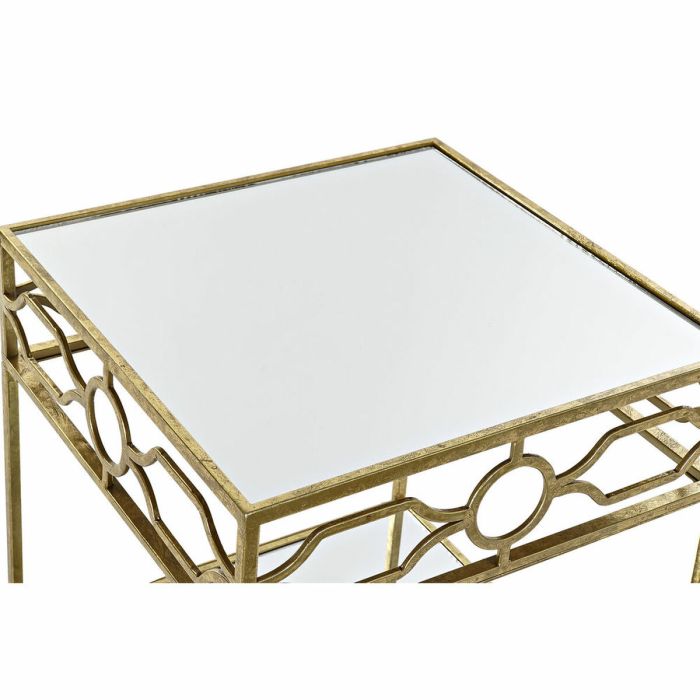 Mesa auxiliar DKD Home Decor Espejo Dorado Metal (50 x 50 x 60 cm) 2