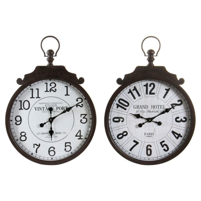 Reloj de Pared DKD Home Decor 50 x 6 x 71 cm Negro Blanco Hierro Tradicional (2 Unidades)