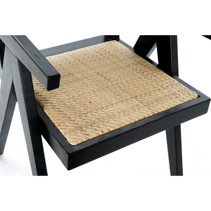Silla con Reposabrazos DKD Home Decor Negro Natural 56,5 x 60 x 86 cm 1