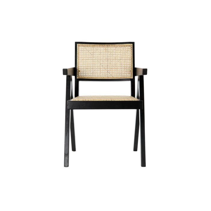 Silla con Reposabrazos DKD Home Decor Negro Natural 56,5 x 60 x 86 cm 5