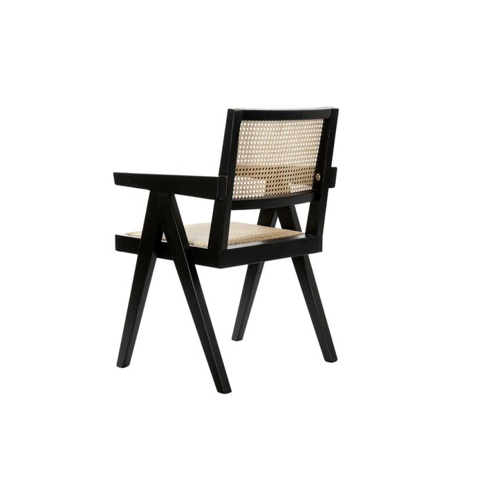 Silla con Reposabrazos DKD Home Decor Negro Natural 56,5 x 60 x 86 cm 2