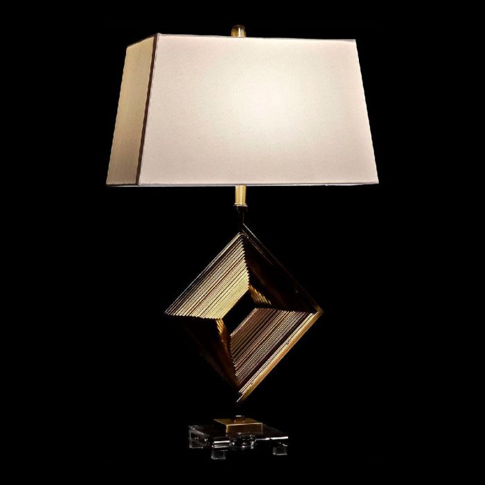 Lámpara de mesa DKD Home Decor Blanco Poliéster Metal Cristal 220 V Dorado 60 W (43 x 25 x 75 cm) 4