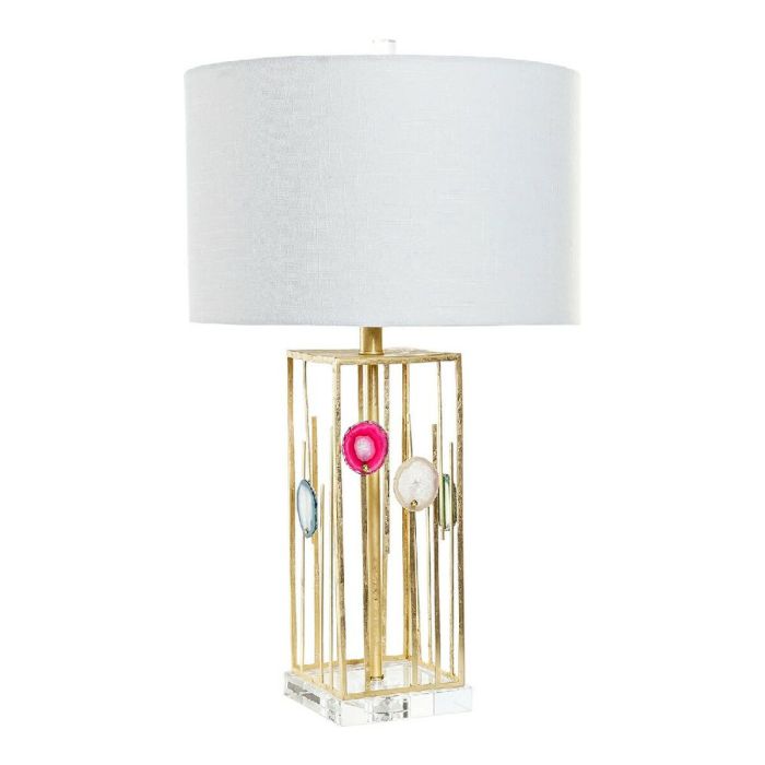 Lámpara de mesa DKD Home Decor Blanco Poliéster Metal Cristal 220 V Dorado 60 W (41 x 41 x 72 cm)