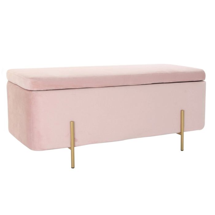 Banqueta DKD Home Decor Rosa Dorado Metal Poliéster Terciopelo (110 x 44 x 44 cm) Banqueta DKD Home Decor Rosa Dorado Metal Poliéster Terciopelo (110 x 44 x 44 cm)