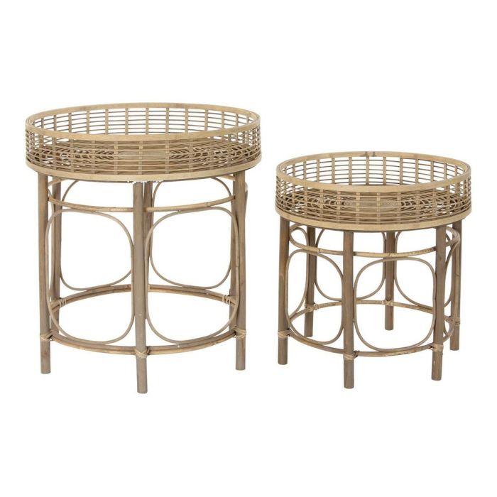 Mesita Auxiliar Balines DKD Home Decor Natural 61 x 64 x 61 cm Set de 2