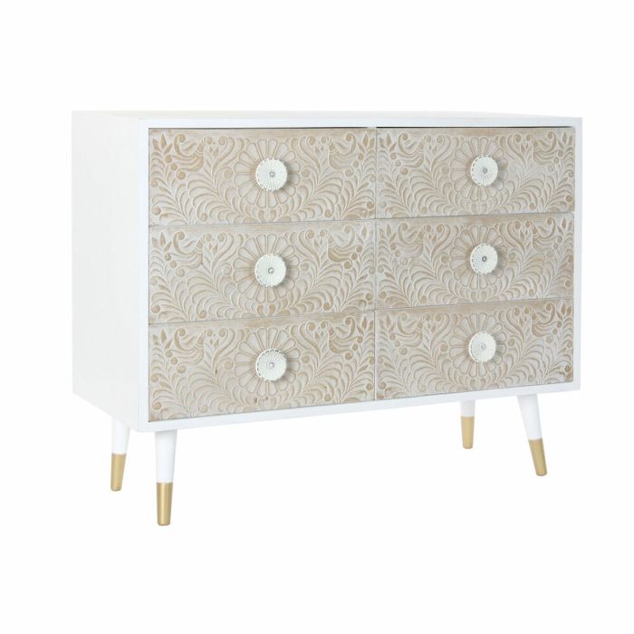 Cómoda DKD Home Decor 100 x 42 x 80 cm Abeto Blanco Plástico Marrón claro Mandala Indio 0 Cómoda DKD Home Decor 100 x 42 x 80 cm Abeto Blanco Plástico Marrón claro Mandala Indio 0