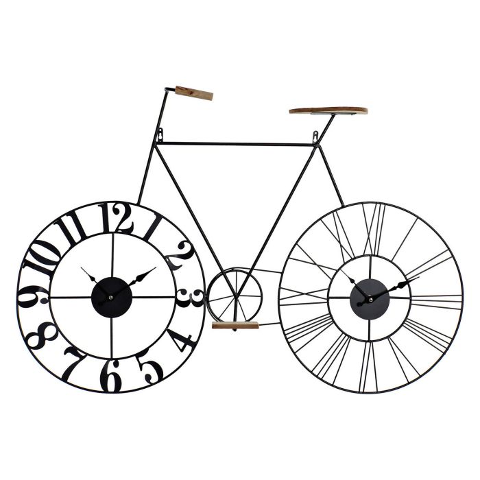 Reloj de Pared DKD Home Decor Bicicleta Negro Hierro Madera MDF (100 x 9 x 67 cm)