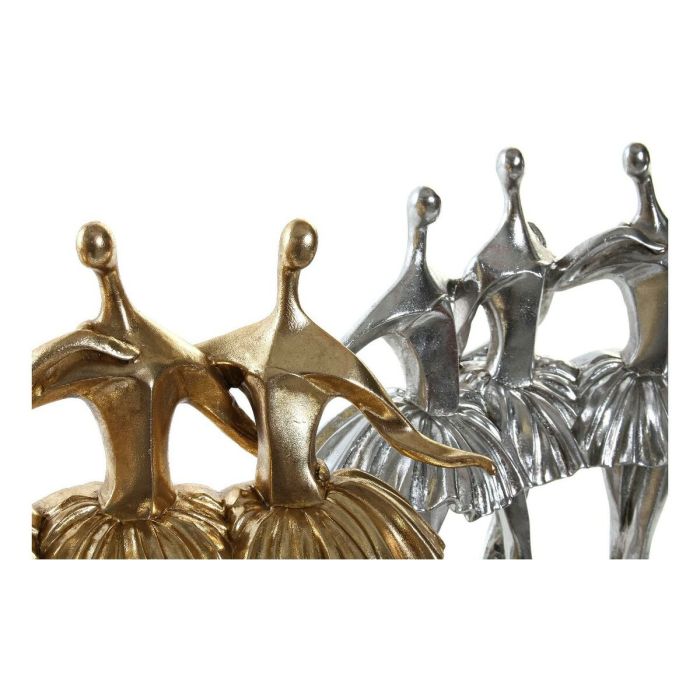 Figura Decorativa DKD Home Decor 33,5 x 14,5 x 32 cm Plateado Dorado Resina Bailarina Ballet 2