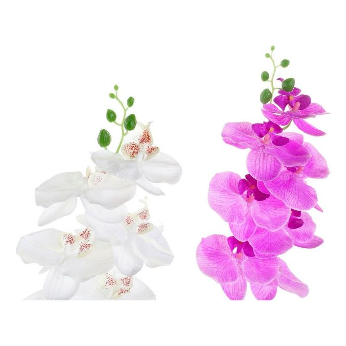 Planta Decorativa DKD Home Decor 8424001819430 21 x 21 x 82 cm Lila Blanco Orquídea (2 Unidades) 2