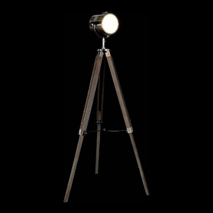 Lámpara de Pie DKD Home Decor Metal Madera Plata Marrón claro Trípode (66 x 66 x 142 cm) 6