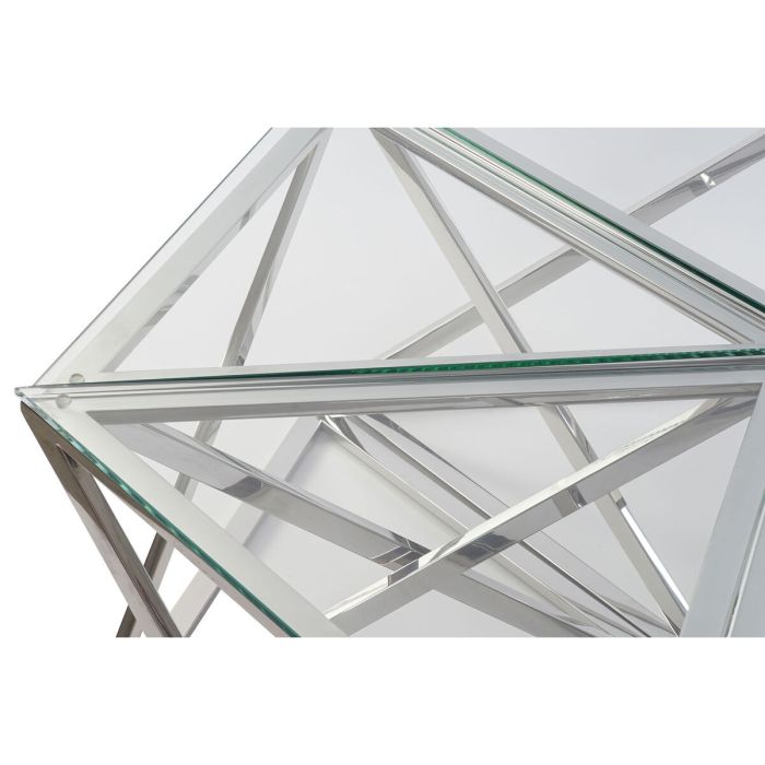 Mesa de Centro DKD Home Decor Plateado Cristal Acero Plástico 137,5 x 120,5 x 46 cm 2