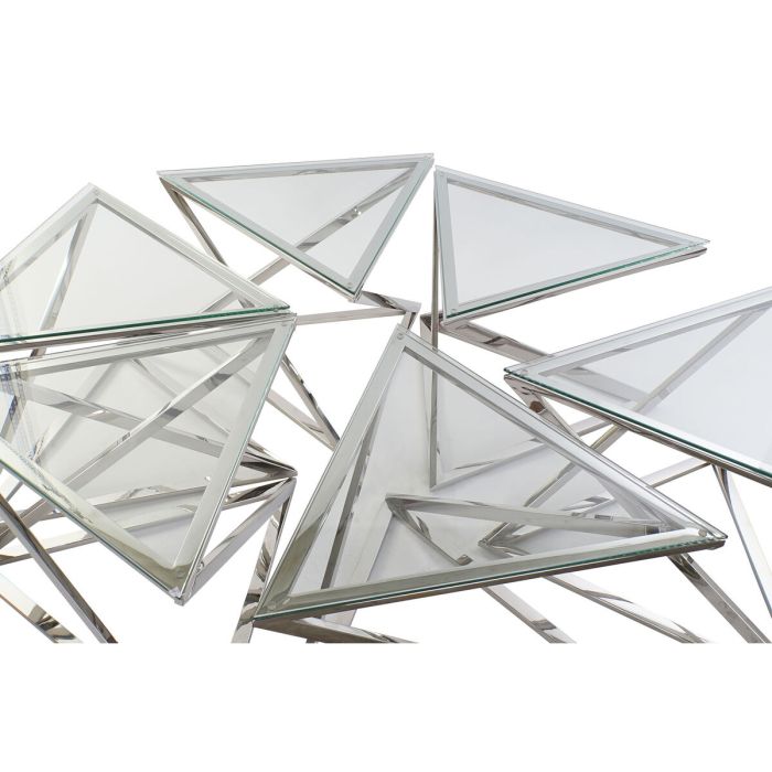 Mesa de Centro DKD Home Decor Plateado Cristal Acero Plástico 137,5 x 120,5 x 46 cm 1