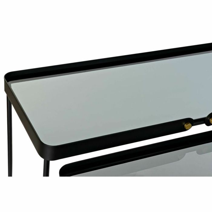Consola DKD Home Decor 107,5 x 32,5 x 80,5 cm Cristal Negro Metal 1