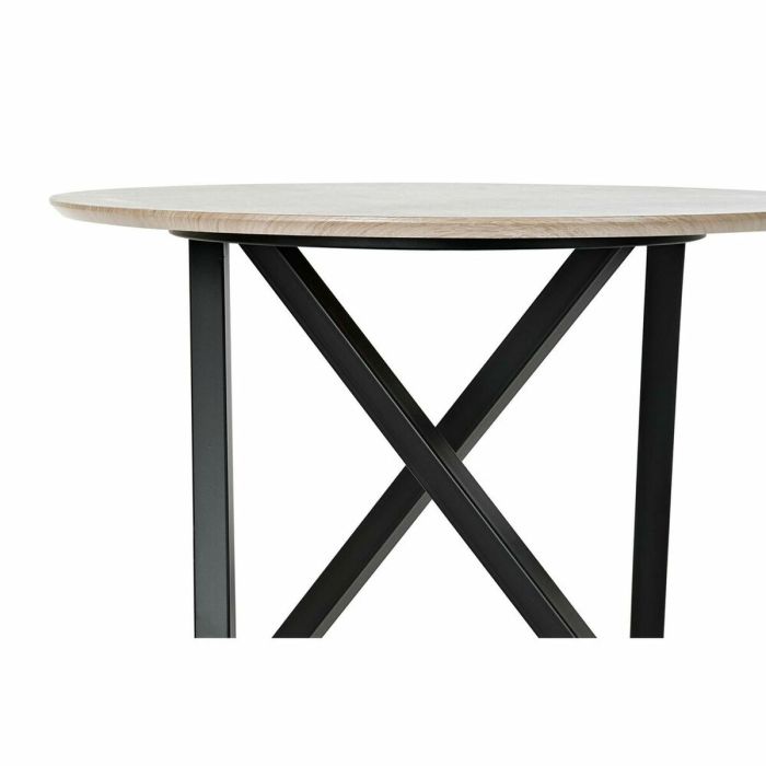 Mesa auxiliar DKD Home Decor 65 x 65 x 49,5 cm Negro Metal Madera Marrón claro 2