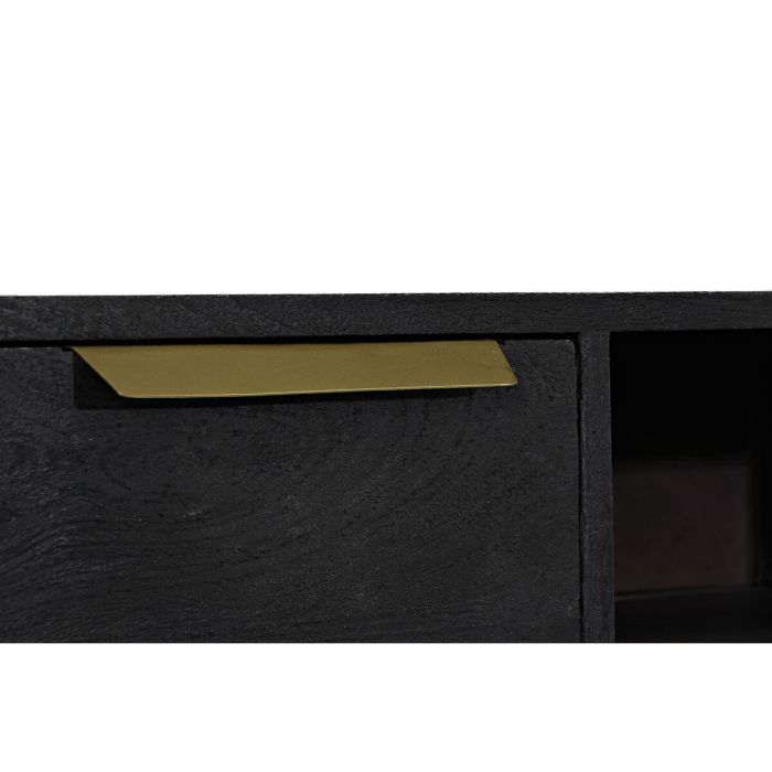 Mueble de TV DKD Home Decor Negro Metal Dorado Madera de mango (147 x 40 x 51 cm) 5