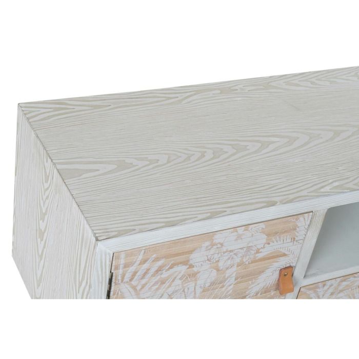 Mueble de TV DKD Home Decor Blanco Madera Bambú (140 x 40 x 51 cm) 1