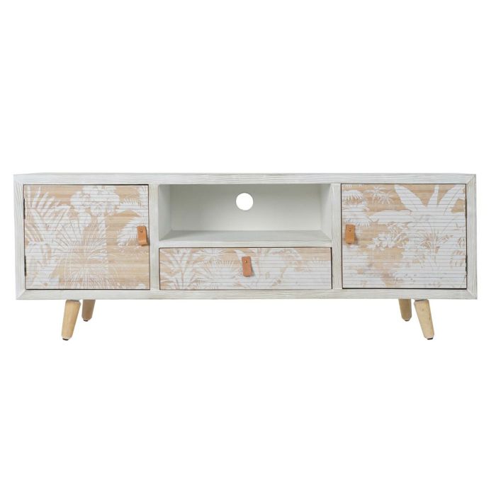 Mueble de TV DKD Home Decor Blanco Madera Bambú (140 x 40 x 51 cm) 2