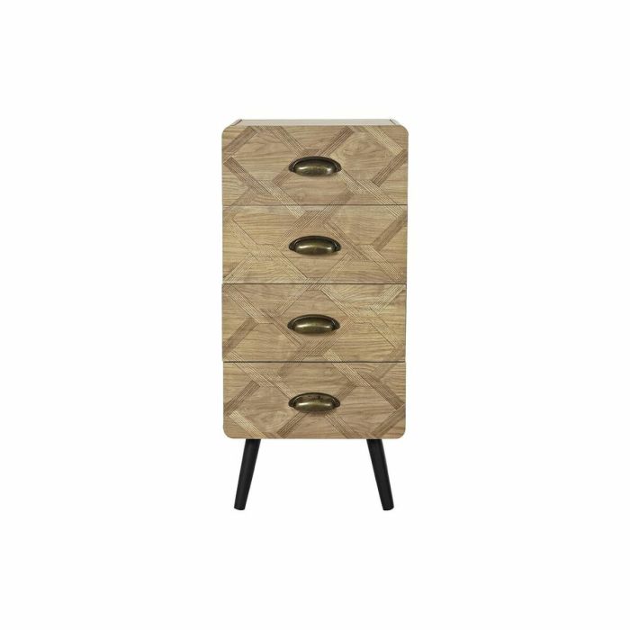 Cajonera DKD Home Decor Negro Natural Metal Madera MDF Boho 37 x 31,5 x 80 cm 3