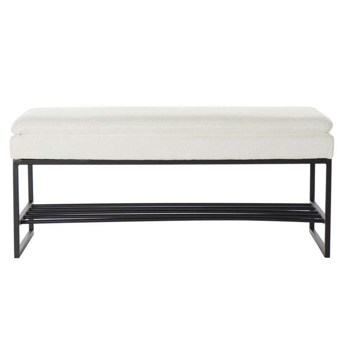 Butaca Pie de Cama DKD Home Decor Negro Beige Hierro 80,5 x 36 x 35,5 cm 2