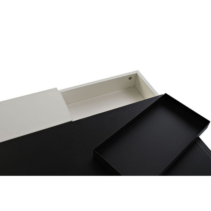 Escritorio DKD Home Decor Negro Metal MDF Blanco PU (110 x 55 x 76 cm) 3