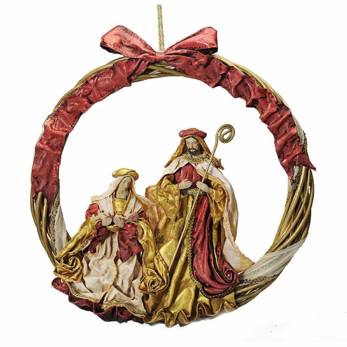 Nacimiento Navidad Tradicional DKD Home Decor Rojo Dorado 5 x 50 x 50 cm