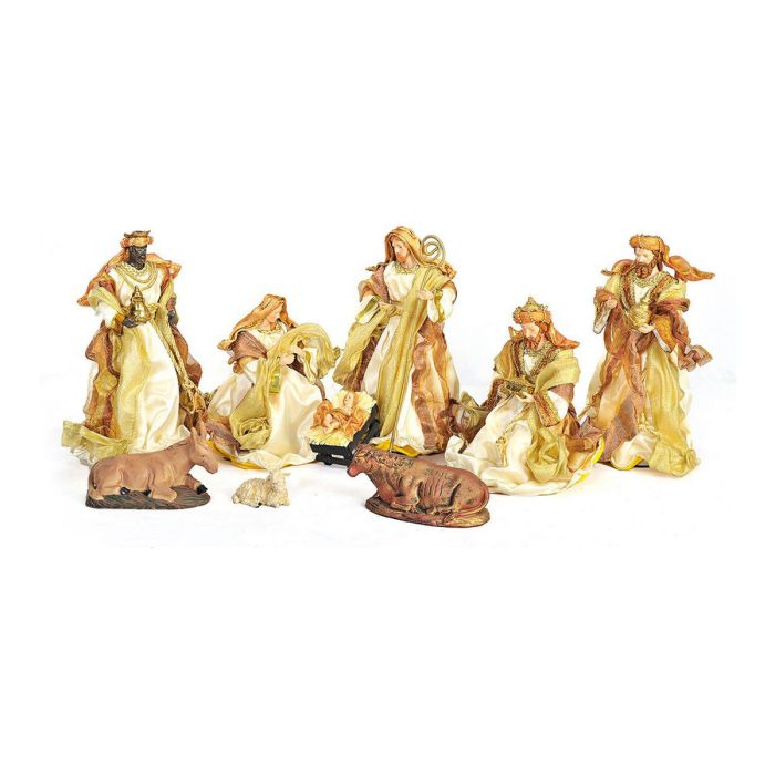 Nacimiento Navidad Tradicional DKD Home Decor Blanco Dorado 15 x 30 x 20 cm Set de 9