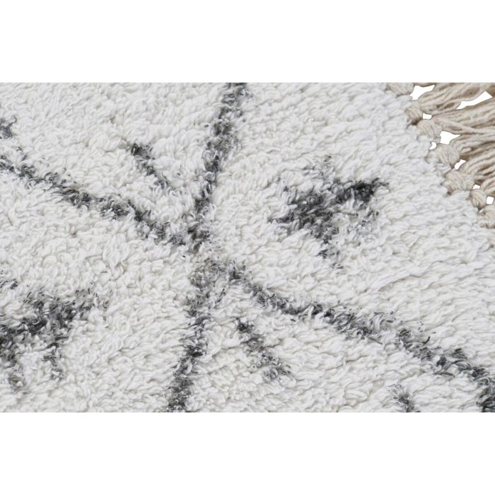 Alfombra de baño DKD Home Decor Negro Algodón Blanco Flecos (2 Unidades) (60 x 40 x 1 cm) 2