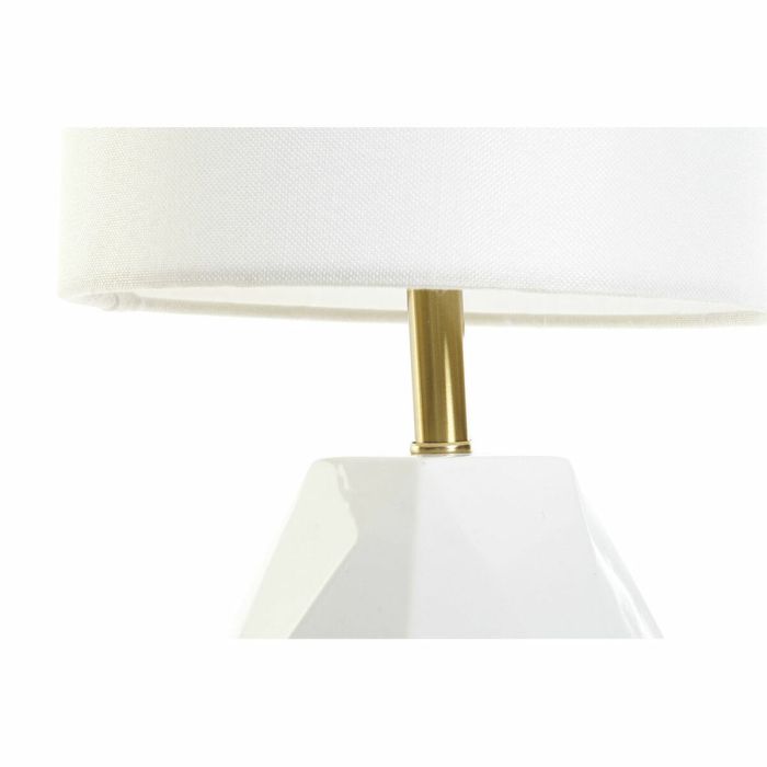 Lámpara de mesa DKD Home Decor Blanco Poliéster Metal Cerámica 220 V Dorado 50 W (20 x 20 x 37 cm) 1