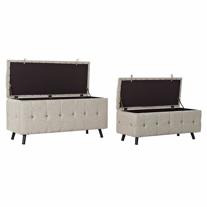 Banqueta DKD Home Decor Negro Beige Metal 103 x 42 x 52 cm (2 Unidades) 3 Banqueta DKD Home Decor Negro Beige Metal 103 x 42 x 52 cm (2 Unidades) 3