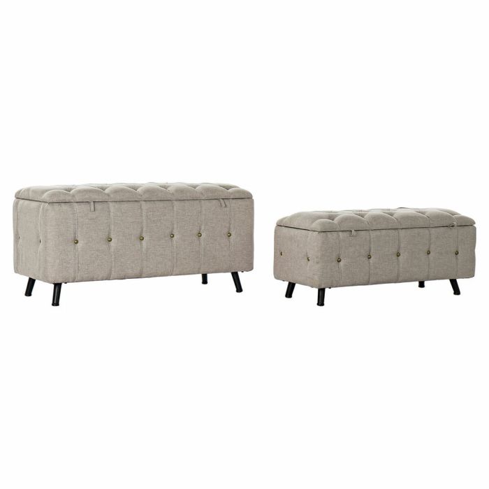 Banqueta DKD Home Decor Negro Beige Metal 103 x 42 x 52 cm (2 Unidades) Banqueta DKD Home Decor Negro Beige Metal 103 x 42 x 52 cm (2 Unidades)