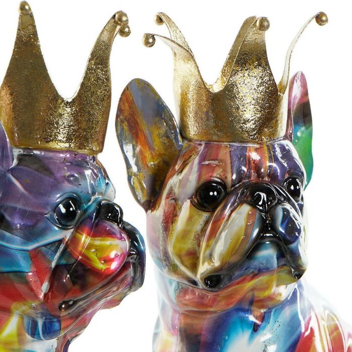 Figura Decorativa DKD Home Decor 18,5 x 11,5 x 23,5 cm Multicolor Perro (2 Unidades) 2