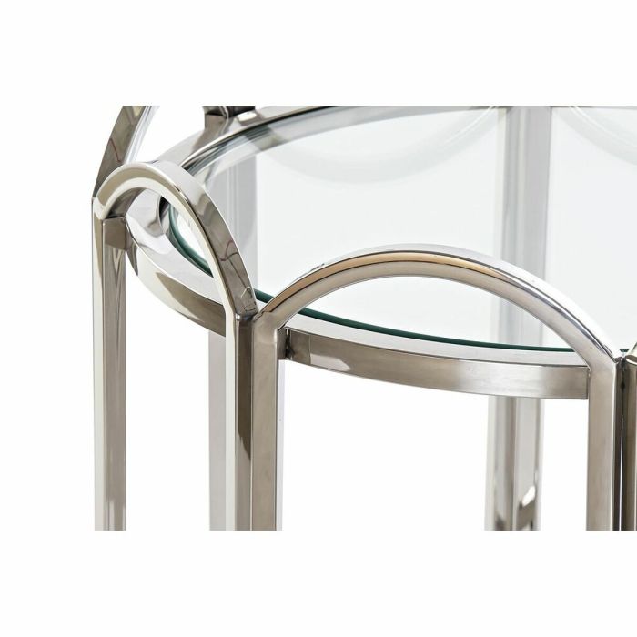 Mesa auxiliar DKD Home Decor Cristal Plateado Metal (55 x 55 x 55 cm) 1