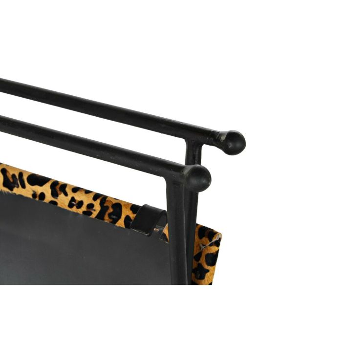 Reposapiés DKD Home Decor Negro Metal Marrón Piel Leopardo (55 x 45 x 41 cm) 1