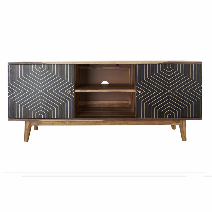 Mueble de TV DKD Home Decor Negro Natural Madera 130 x 40 x 57 cm 2