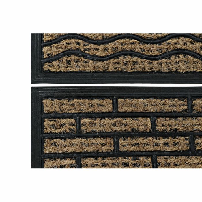 Felpudo DKD Home Decor Marrón Negro Goma Fibra (2 pcs) (60 x 40 x 0.2 cm) 2