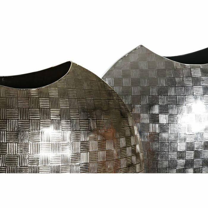 Jarrón DKD Home Decor Aluminio Moderno Plateado (2 pcs) (37 x 14 x 33 cm) 2