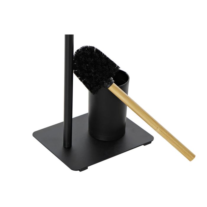 Portarrollos de Papel Higiénico con Soporte para Escobilla DKD Home Decor Natural Negro Bambú PP (23 x 18 x 67,5 cm)