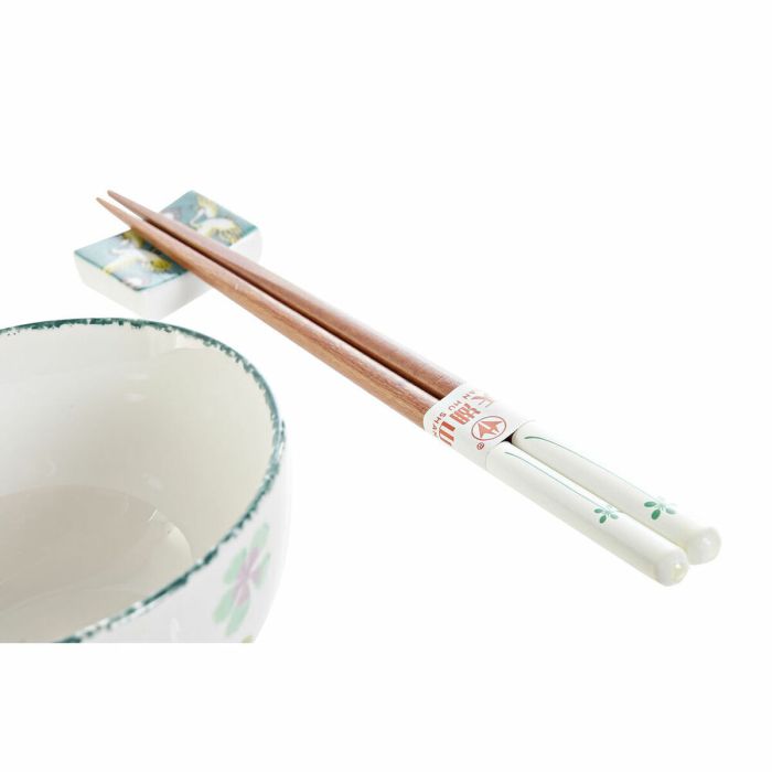 Set de Sushi DKD Home Decor 25 x 25 x 6,5 cm Porcelana Madera Blanco Verde Oriental (6 Piezas) (25 x 25 x 6,5 cm) (6 pcs) 1