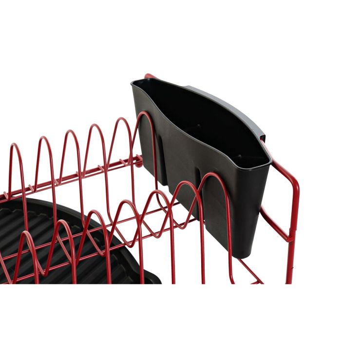 Escurridor para Fregadero DKD Home Decor Negro Rojo Metal Polipropileno 47,5 x 26,5 x 11 cm 3