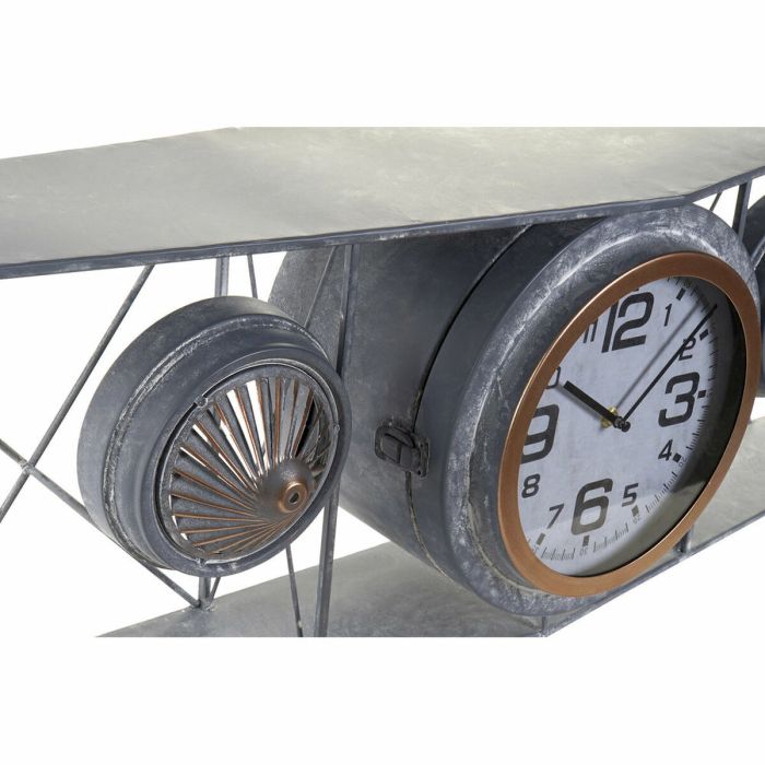 Reloj de Pared DKD Home Decor Cristal Hierro Avión Madera MDF Gris oscuro (120 x 21 x 33.5 cm) 1